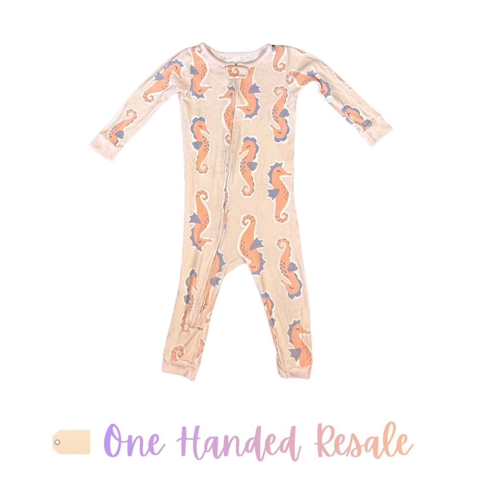 ⚓️ Just One You Carters Zip Up Peach Orange Seahorse Footless Romper Pajamas 18M